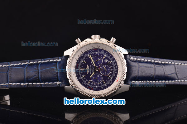 Breitling For Bentley chronograph Quartz Movement with Leather Strap and Blue Dial - Click Image to Close