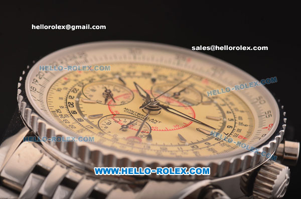 Breitling Montbrillant Datora Swiss Valjoux 7751 Automatic Steel Case/Strap with Beige Dial - Click Image to Close