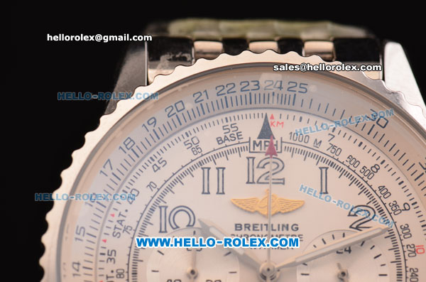 Breitling Navitimer Working Chronograph Quartz Movement With White Dial and Number Marking - Click Image to Close