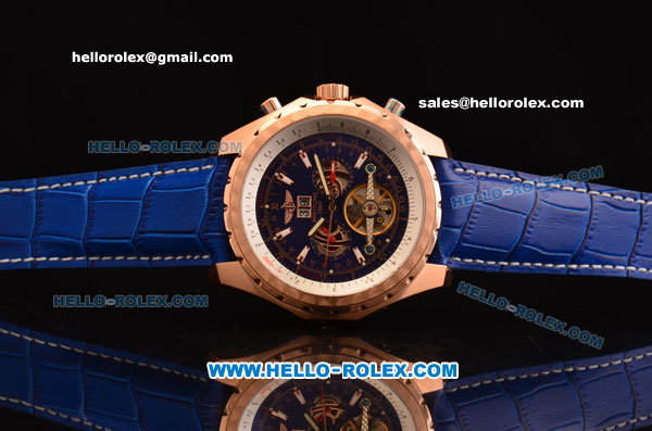 Breitling for Bentley RL10 Tourbillion Automatic Rose Gold Case with Blue Dial and Blue Leather Strap - Click Image to Close