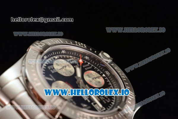 Breitling Super Avenger II 7705 Automatic Steel Case with Black Dial Arabic Numeral Markers and Steel Bracelet (GF) - Click Image to Close