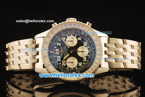 Breitling Navitimer Swiss Valjoux 7750 Automatic Steel Case with Black Dial and Steel Strap - Click Image to Close