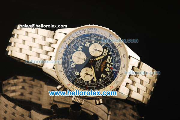 Breitling Navitimer Swiss Valjoux 7750 Automatic Steel Case with Black Dial and Steel Strap - Click Image to Close