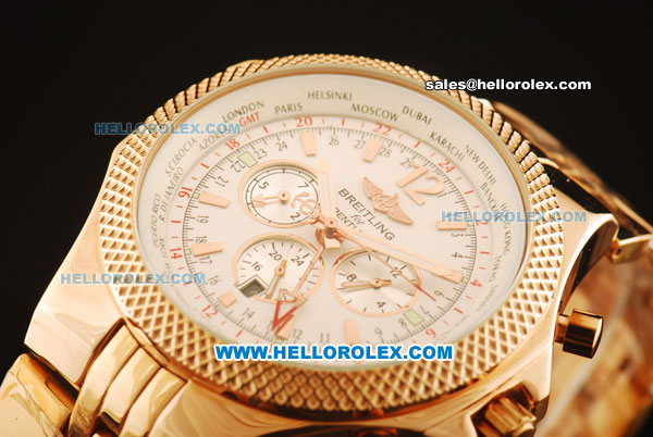 Breitling Bentley GMT Automatic Full Rose Gold with White Dial - Click Image to Close