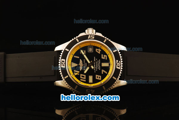 Breitling SuperOcean Swiss ETA 2836 Automatic Steel Case with Yellow Dial and Black Rubber Strap - Click Image to Close