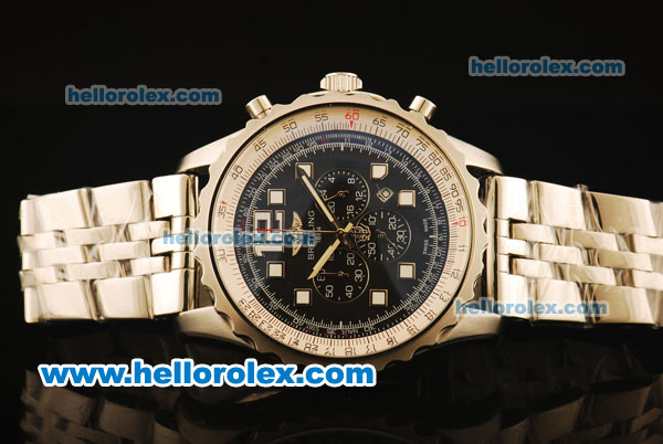 Breitling Chronospace Chronograph Quartz Full Steel and Black Dial - Click Image to Close