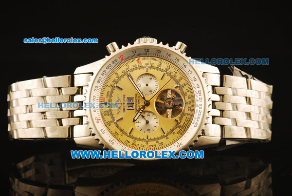 Breitling Tourbillon Automatic Full Steel with Yellow Dial and Stick Markers - Click Image to Close