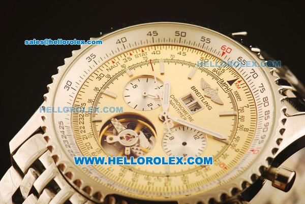 Breitling Tourbillon Automatic Full Steel with Yellow Dial and Stick Markers - Click Image to Close