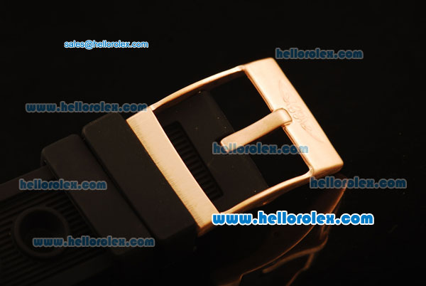 Breitling Chronospace Chronograph Quartz Rose Gold Case with Black Dial and Black Rubber Strap - Click Image to Close