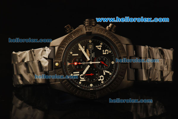 Breitling Avenger Chronograph Quartz PVD Case with Black Dial and PVD Strap - Click Image to Close