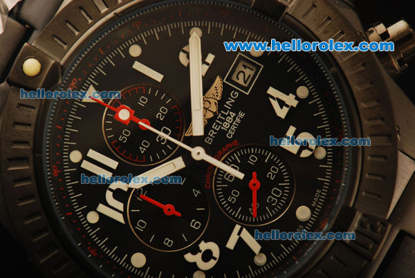 Breitling Avenger Chronograph Quartz PVD Case with Black Dial and PVD Strap - Click Image to Close