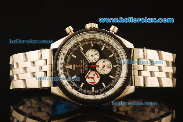 Breitling Chronomatic Chronograph Quartz Full Steel with PVD Bezel and Black Dial - Click Image to Close