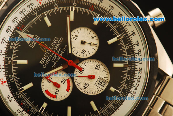 Breitling Chronomatic Chronograph Quartz Full Steel with PVD Bezel and Black Dial - Click Image to Close