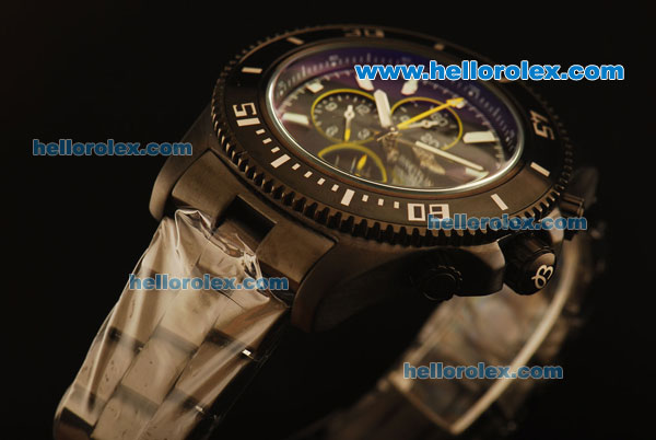Breitling SuperOcean Chronograph Quartz PVD Case with Black Dial and PVD Strap-Stick Markers - Click Image to Close