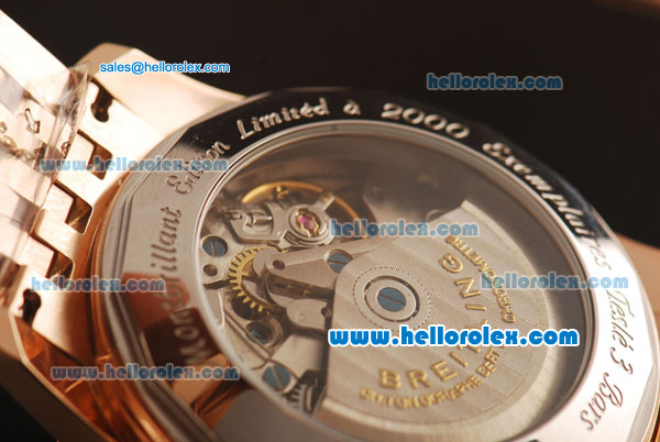 Breitling Montbrillant Swiss Valjoux 7750 Automatic Full Rose Gold with White Dial and Stick Markers - Click Image to Close