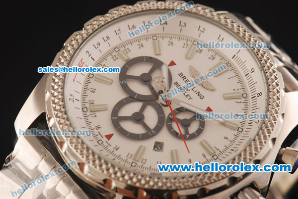 Breitling Bentley Automatic Full Steel Case with White Dial and Stick Markers - Click Image to Close