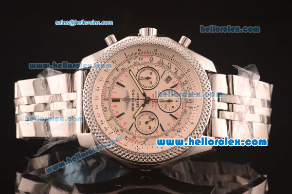 Breitling For Bentley Asia Valjoux 7750 Automatic Movement with White Dial and SS Strap-Small date - Click Image to Close