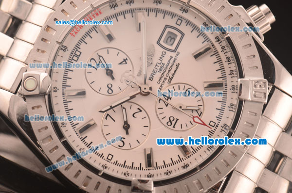 Breitling Chronomat Evolution Working Chronograph Automatic Movement with White Dial and Silver Stick Marker-SS Strap - Click Image to Close