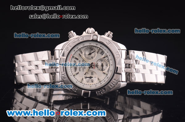 Breitling Chronomat B01 Chronograph Miyota Quartz Full Steel with White Dial - Click Image to Close