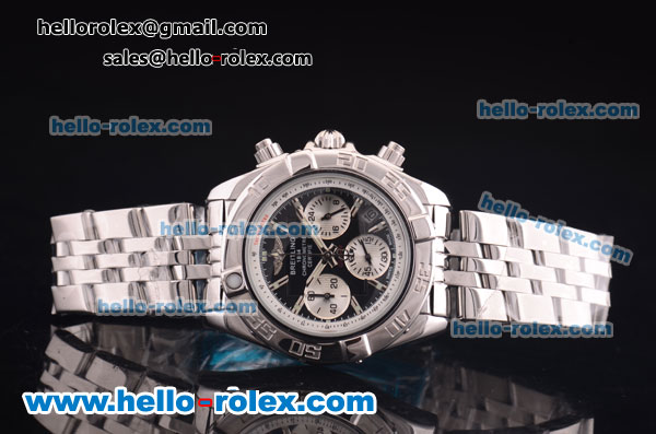 Breitling Chronomat B01 Chronograph Miyota Quartz Full Steel with Black Dial - Click Image to Close