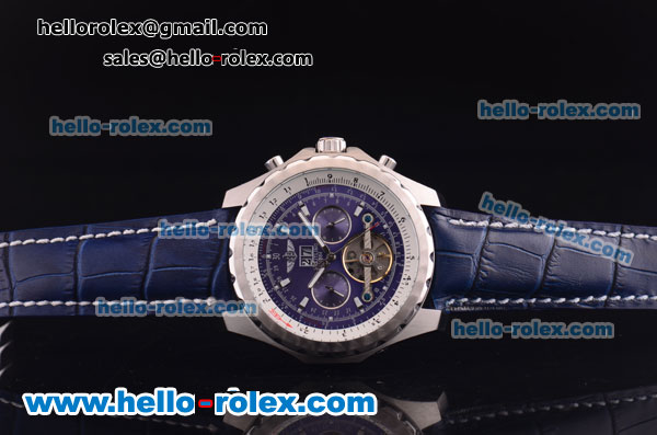 Breitling Bentley Tourbillon Automatic Steel Case with Blue Dial and Blue Leather Strap - Click Image to Close