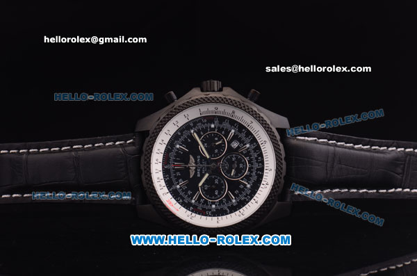 Breitling Bentley Chronograph Quartz PVD Case with Black Dial and Black Leather Strap - Click Image to Close