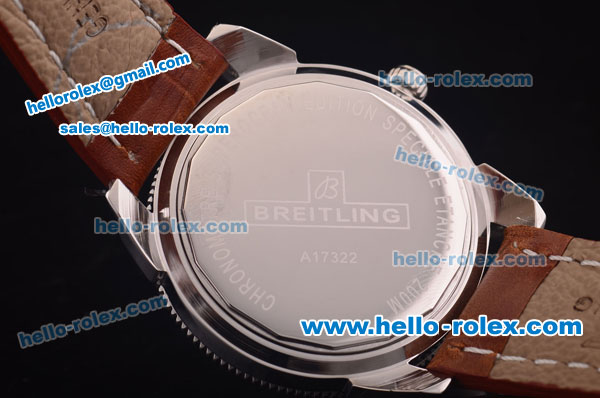 Breitling SuperOcean Automatic Movement Black Dial with Stick Marker and Brown Bezel-Brown Leather Strap - Click Image to Close