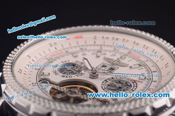 Breitling for Bentley Motors Automatic Tourbillon Skeleton with White Dial and SS Strap-Bidirectional Slide Rule - Click Image to Close