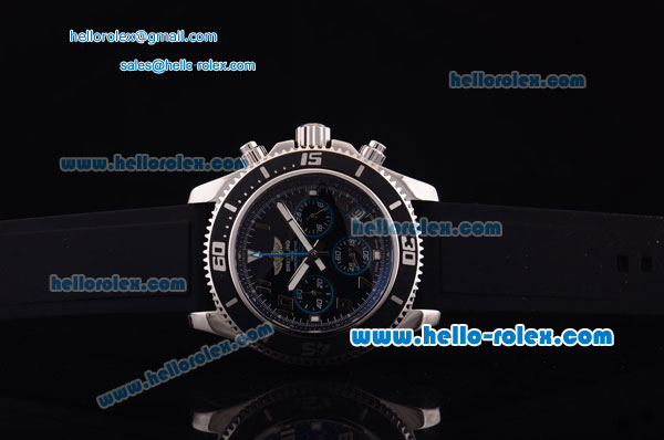 Breitling SuperOcean Chronograph Quartz Steel Case with Black Bezel and Blue Second Hand-7750 Coating - Click Image to Close
