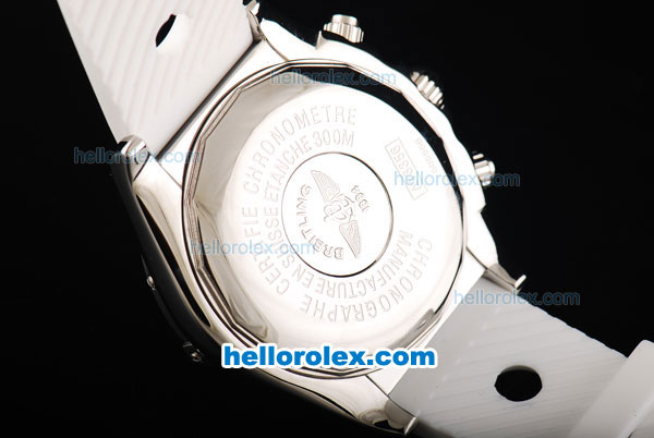 Breitling Chronomat B01 Chronograph Miyota Quartz Movement Steel Case with White Dial-White Rubber Strap - Click Image to Close