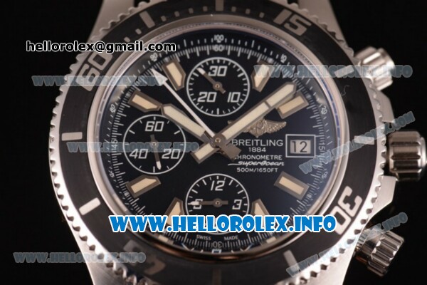 Breitling Superocean Chronograph II Chronograph Swiss Valjoux 7750 Automatic Steel Case with Black Dial and White Second Hand - Click Image to Close