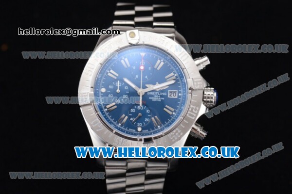 Breitling Avenger Seawolf Chrono Miyota OS10 Quartz Stainless Steel Case/Bracelet with Blue Dial and Stick Markers - Click Image to Close