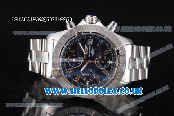 Breitling Avenger Seawolf Chrono Miyota OS10 Quartz Stainless Steel Case/Bracelet with Black Dial Black Subdials and Stick Markers - Click Image to Close