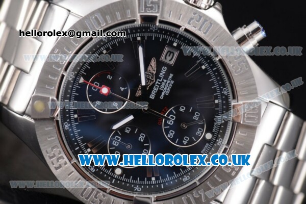 Breitling Avenger Seawolf Chrono Miyota OS10 Quartz Stainless Steel Case/Bracelet with Black Dial Black Subdials and Stick Markers - Click Image to Close