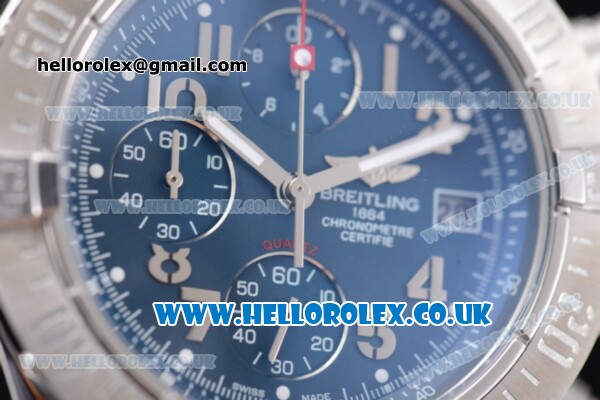 Breitling Avenger Seawolf Chrono Miyota OS10 Quartz Steel Case with Blue Dial Black Nylon Strap and Arabic Number Markers - Click Image to Close