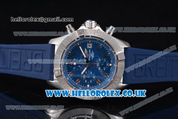 Breitling Avenger Seawolf Chrono Miyota OS10 Quartz Steel Case with Blue Dial Blue Rubber Strap and Stick Markers - Click Image to Close