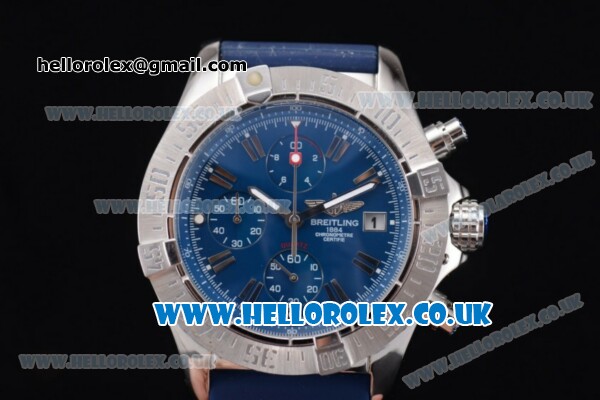 Breitling Avenger Seawolf Chrono Miyota OS10 Quartz Steel Case with Blue Dial Blue Rubber Strap and Stick Markers - Click Image to Close