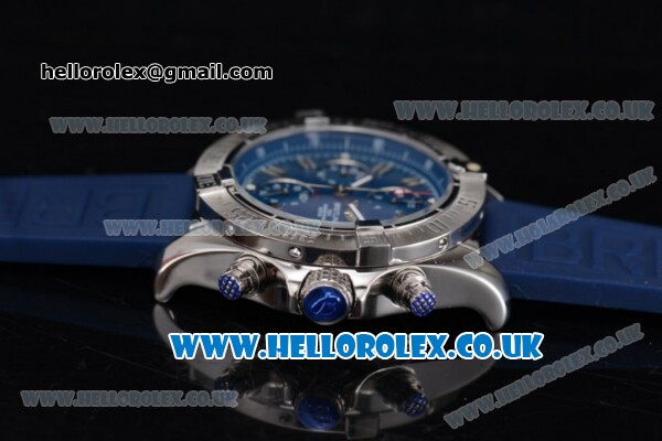 Breitling Avenger Seawolf Chrono Miyota OS10 Quartz Steel Case with Blue Dial Blue Rubber Strap and Stick Markers - Click Image to Close