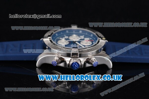 Breitling Avenger Seawolf Chrono Miyota OS10 Quartz Steel Case with Blue Dial Blue Rubber Strap and Arabic Number Markers - Click Image to Close