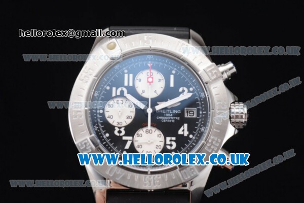 Breitling Avenger Seawolf Chrono Miyota OS10 Quartz Steel Case with Black Dial Black Rubber Strap and Arabic Number Markers - Click Image to Close