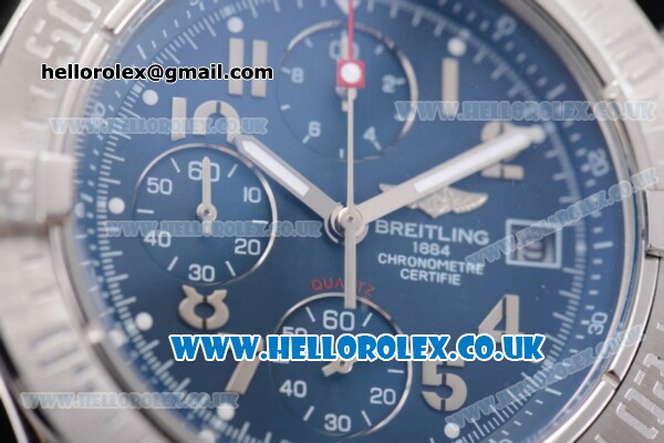 Breitling Avenger Seawolf Chrono Miyota OS10 Quartz Steel Case with Blue Dial Black Rubber Strap and Arabic Number Markers - Click Image to Close