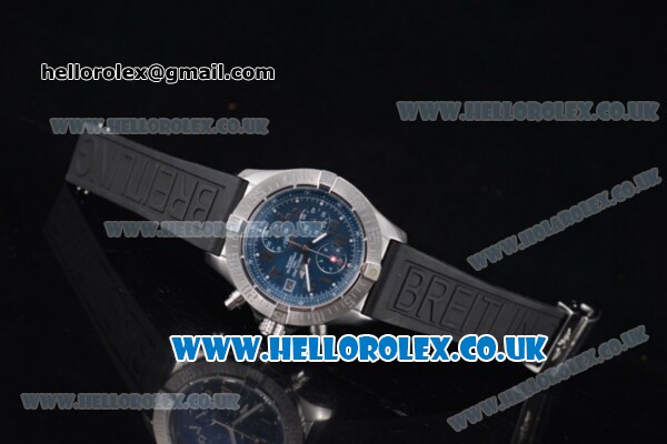 Breitling Avenger Seawolf Chrono Miyota OS10 Quartz Steel Case with Blue Dial Black Rubber Strap and Arabic Number Markers - Click Image to Close