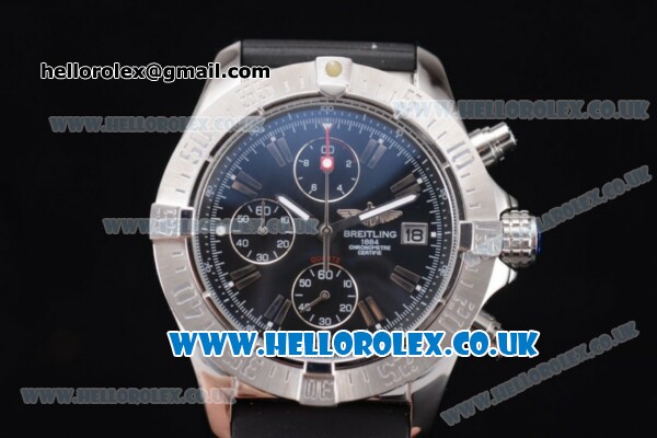Breitling Avenger Seawolf Chrono Miyota OS10 Quartz Steel Case with Black Dial Black Rubber Strap and Stick Markers - Click Image to Close