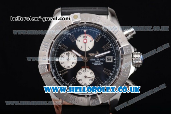 Breitling Avenger Seawolf Chrono Miyota OS10 Quartz Steel Case with Black Dial White Subdials and Stick Markers - Click Image to Close