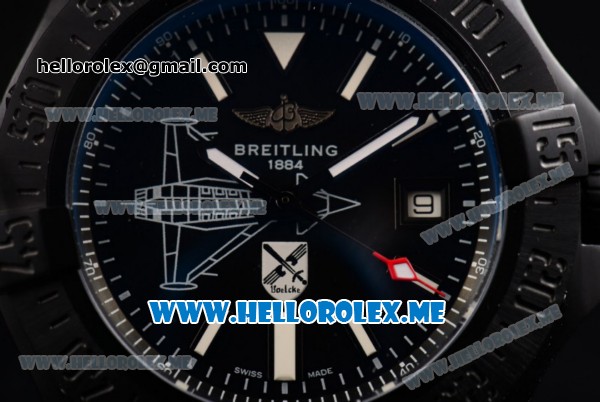 Breitling Avenger II Seawolf Boelcke Swiss ETA 2836 Automatic PVD Case with Black Dial and Black Leather Strap Red Second Hand (H) - 1:1 Original - Click Image to Close