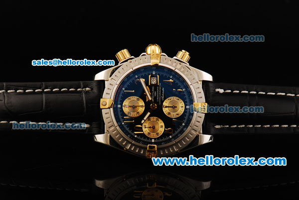 Breitling Chronomat Evolution Chronograph Swiss Valjoux 7750 Automatic Movement Steel Case with Black Dial and Gold Arabic Numerals - Click Image to Close