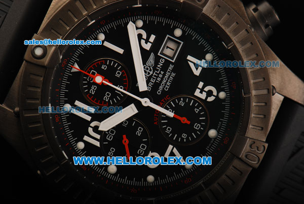 Breitling Super Avenger Swiss Valjoux 7750 Automatic Movement PVD Case with Black Dial and white Markers 48mm - Click Image to Close