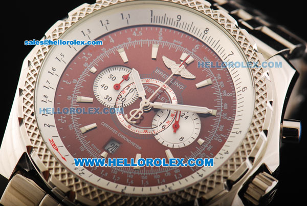 Breitling Bentley Supersports Chronograph Miyota Quartz Movement Full Steel with Brown Dial and Stick Markers - Click Image to Close
