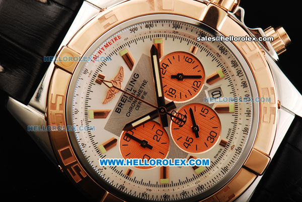 Breitling Chronomat B01 Chronograph Miyota Quartz Movement Steel Case with Rose Gold Bezel and Black Leather Strap - Click Image to Close