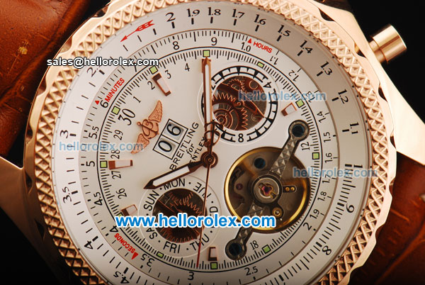 Breitling for Bentley Automatic Tourbillon Rose Gold Case with White Dial - Click Image to Close